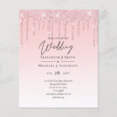 Papier Budget Joli Mariage Parties scintillant rose Invi (Devant)