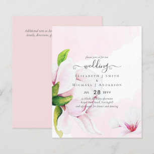 Papier BUDGET Joli rose Magnolias Floral Mariage Invitati