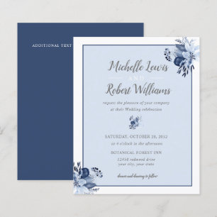 Papier BUDGET Jolie mariage floral bleu marine gris