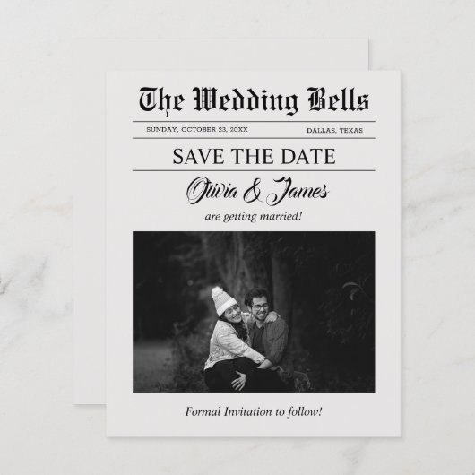 Papier Budget Journal Mariage Photo Enregistrer la date (Devant / Derrière)