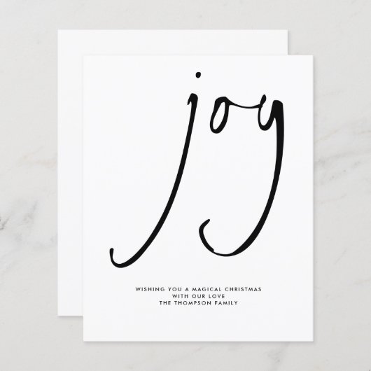 Papier Budget Joy Élégant Script Black White Holiday (Devant / Derrière)