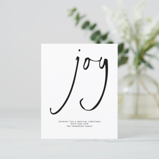 Papier Budget Joy Élégant Script Black White Holiday (Debout devant)