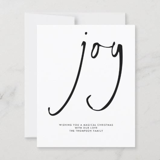 Papier Budget Joy Élégant Script Black White Holiday (Devant)