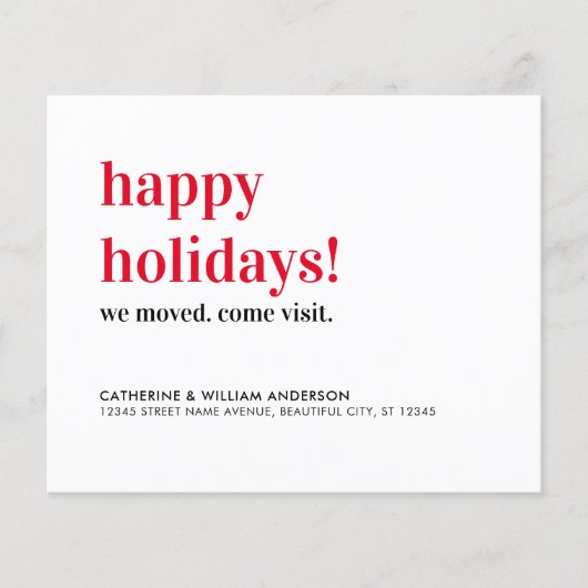 Papier Budget Joyeuses Fêtes Nous Avons Déménagé Visitez  (Devant)