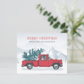 Papier Budget Joyeux Noël Aquarelle Camion rouge (Debout devant)