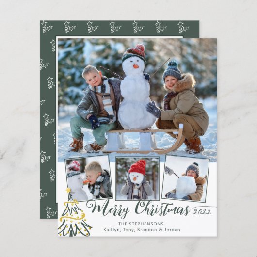 Papier Budget Joyeux Noël Arbre 4 année photo revue (Devant / Derrière)