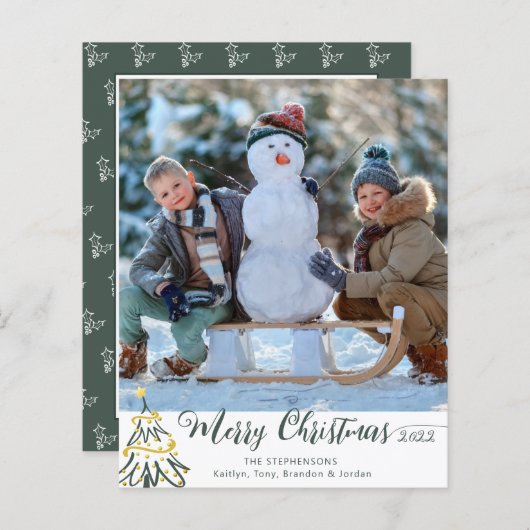 Papier Budget Joyeux Noël Arbre photo Année d'examen (Devant / Derrière)