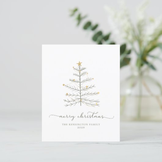 Papier Budget Joyeux Noël Arbre Typographie de script (Debout devant)