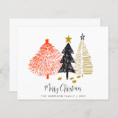 Papier Budget Joyeux Noël Arbres Abstraits Minimal (Devant / Derrière)