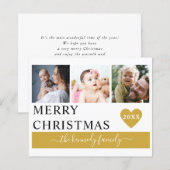 Papier Budget Joyeux Noël Coeur d'or 3 Photo Collage (Devant / Derrière)
