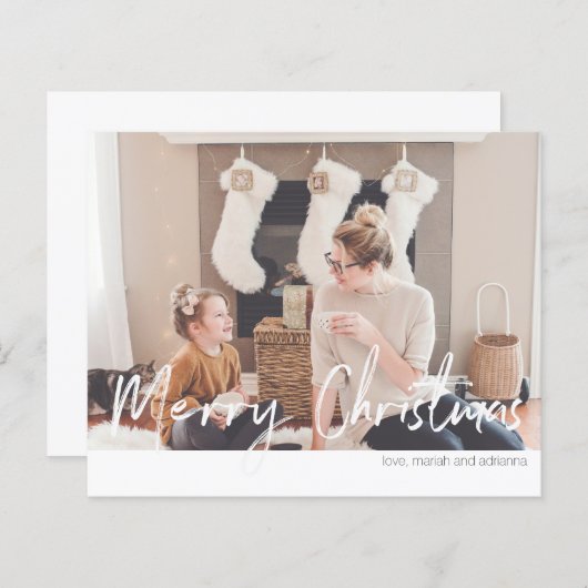 Papier Budget Joyeux Noël écriture moderne photo (Devant / Derrière)