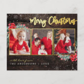 Papier Budget Joyeux Noël Gold Wood 3 Photo Collage (Devant)