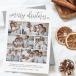 Papier Budget Joyeux Noël Lettres 6 Fête Photo<br><div class="desc">Célébrez la saison avec cette carte de vacances moderne et élégante multi-photo de Cali Graphics! Ce budget & design simple dispose de "joyeux noël" en lettres de script élégantes avec fleuris tourbillonnant sur les premières et dernières lettres. Ci-dessous, au milieu de la carte, un montage photo présente 6 de vos...</div>
