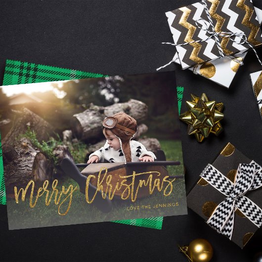 Papier Budget Joyeux Noël Or Paillettes Script Photo F