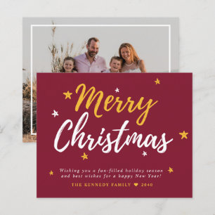 Papier Budget Joyeux Noël Photo Red Holiday Card
