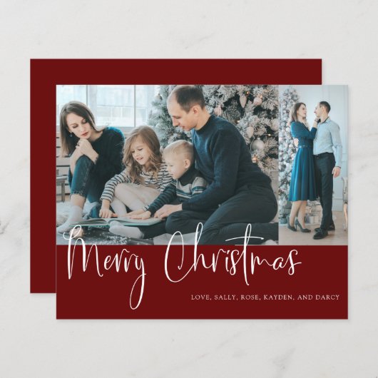 Papier Budget Joyeux Noël Script 2 Photo Collage Rouge (Devant / Derrière)