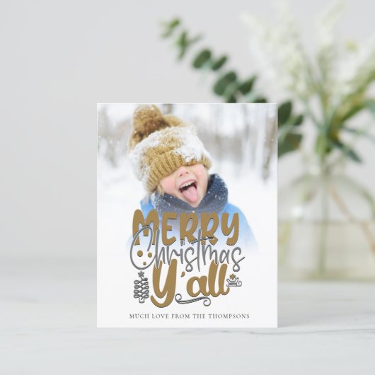 Papier Budget Joyeux Noël Y'All Photo Art Script (Debout devant)