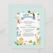 Papier Budget Jungle Animaux 1er Invitation anniversaire (Devant / Derrière)