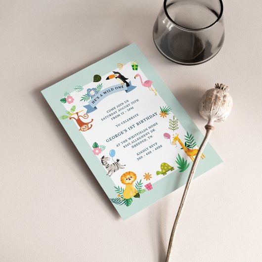 Papier Budget Jungle Animaux 1er Invitation anniversaire