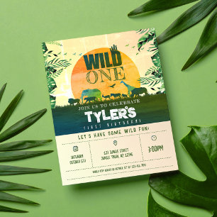 Papier Budget Jungle Animaux Wild Un Anniversaire Invitat