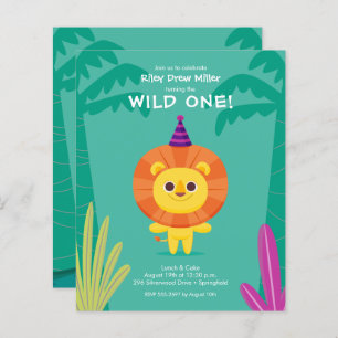 Papier Budget Jungle Lion Invitations d'anniversaire de l