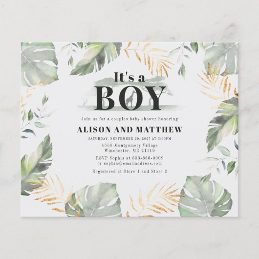 Papier Budget Jungle Safari Baby shower Boys Invitation (Devant)