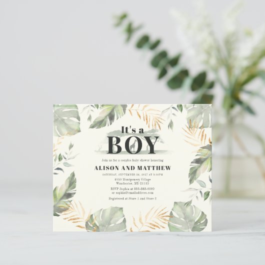 Papier Budget Jungle Safari Baby shower Boys Invitation (Debout devant)