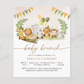 Papier Budget Jungle Safari fille bébé Brunch Invitation (Devant)