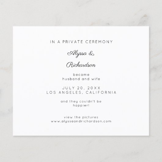 Papier Budget Juste Marié 4 Mariage photo Faire-part (Dos)