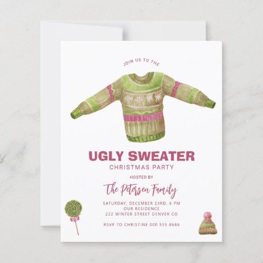 Papier Budget Laid sweat de Noël invitation (Devant)