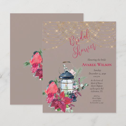 Papier BUDGET Lanterne de Noël Poinsettia Evergreens (Devant / Derrière)