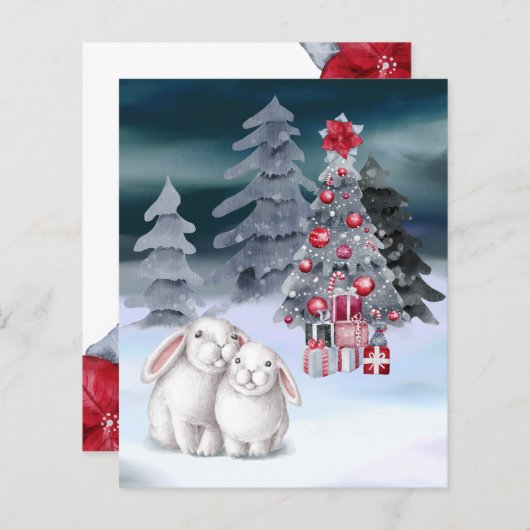 Papier BUDGET Lapin Lapin Scène Arbre de Noël (Devant / Derrière)