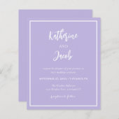 Papier Budget Lavender Faire-part de mariage moderne (Devant / Derrière)