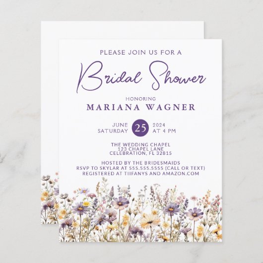 Papier Budget Lavender Fête des mariées Fleur sauvage bei (Devant / Derrière)