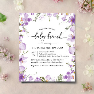 Papier Budget Lavender Flowers Baby Brunch Invitation