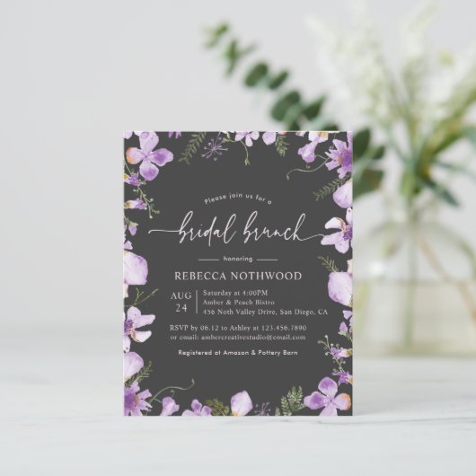 Papier Budget Lavender Garden Bridal Brunch Invitation (Debout devant)