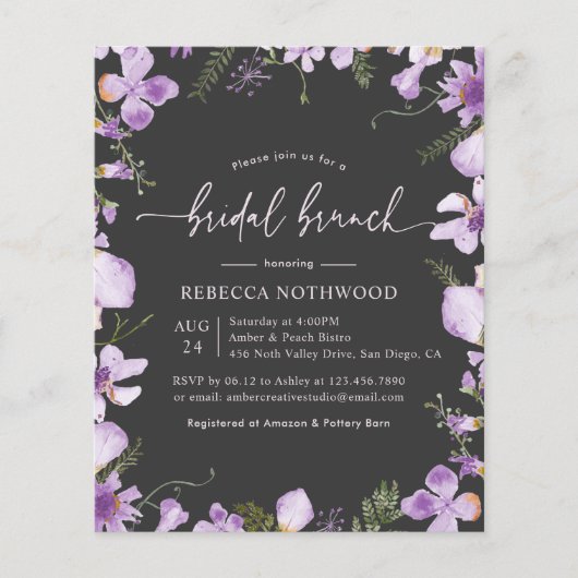 Papier Budget Lavender Garden Bridal Brunch Invitation (Devant)