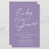 Papier Budget Lavender Purple Simple Script Baby shower (Devant / Derrière)