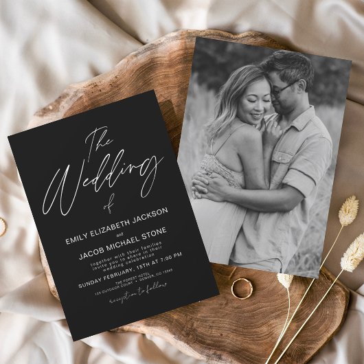 Papier Budget Le Mariage de Black White Photo Elegant