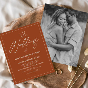 Papier Budget Le Mariage de Burnt Orange Photo Elegant