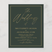 Papier Budget Le Mariage de Gold Emerald Green Elegant (Devant)