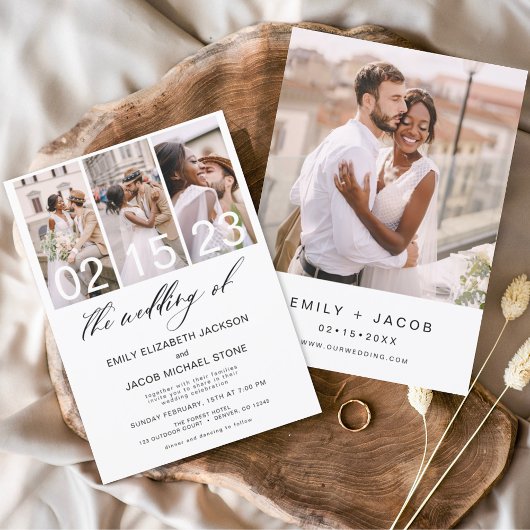 Papier Budget Le Mariage de la photo Invitation minimalis