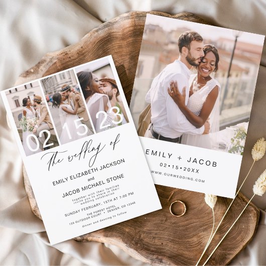 Papier Budget Le Mariage de la photo Invitation minimalis