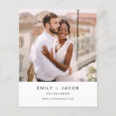 Papier Budget Le Mariage de la photo Invitation minimalis (Dos)