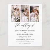 Papier Budget Le Mariage de la photo Invitation minimalis (Devant)