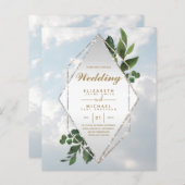 Papier BUDGET LE PLUS BAS Invitations Mariages Cadre verd (Devant / Derrière)