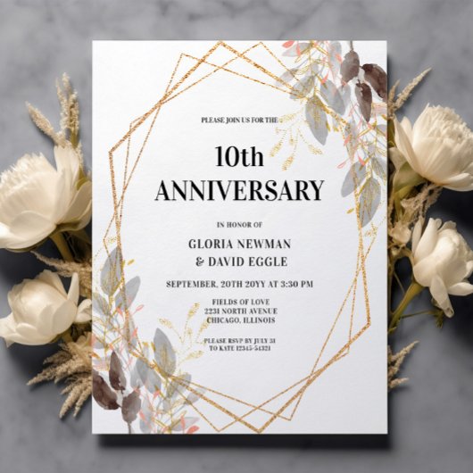 Papier Budget Leafy 10e anniversaire Faire-part de mariag