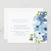 Papier Budget Léger Bleu Floral Répétition Invitation (Devant / Derrière)