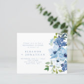 Papier Budget Léger Bleu Floral Répétition Invitation (Debout devant)