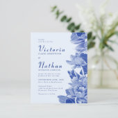 Papier Budget Léger Bleu Photo Floral Mariage Invitation (Debout devant)